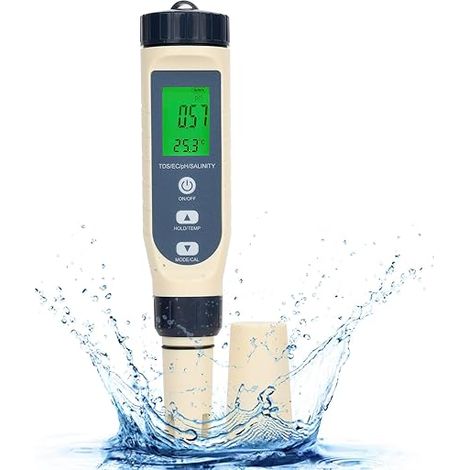 pH Metre, PH/EC/TDS/Salinité/Température 5 en 1 – Testeur pH Piscine pour Eau Potable, Piscine, Hydroponie, Aquarium (1/5)