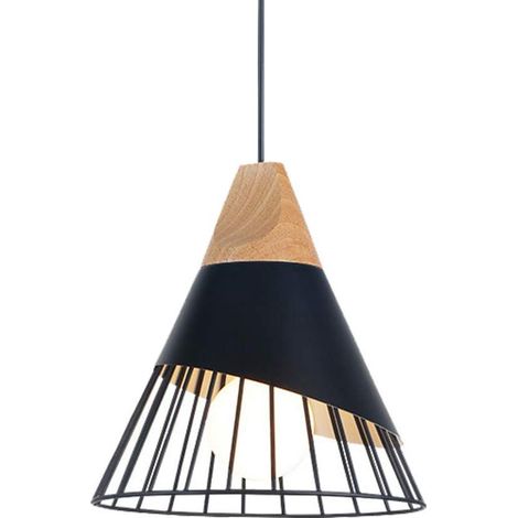 Rétro Metal Suspension Noir Cage E27 Suspension Industrielle Lampe Vintage Pendante Lumière Vintage en Métal Eclairage de Plafond Lustre Rétro (1/5)