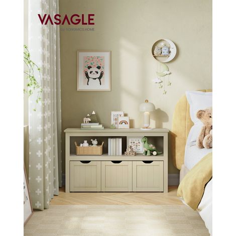 Meuble de Rangement pour Jouets, Étagère pour Enfants, Armoire, avec 3 Rangements à Roulettes, pour Salon, Chambre, Salle de Jeu, Beige Sable (1/5)