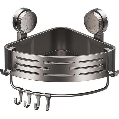 Mensola organizer da bagno per doccia con ventosa, montaggio a parete senza foratura, ideale per bagno, cucina e soggiorno (1 pezzo, grigio) (1/5)