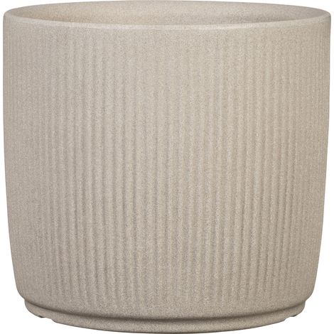 Cache-pot rond en plastique 38,6 cm – Couleur sable – Hauteur 35,3 cm – Volume 35L – Résistant au gel et aux UV – Scheurich