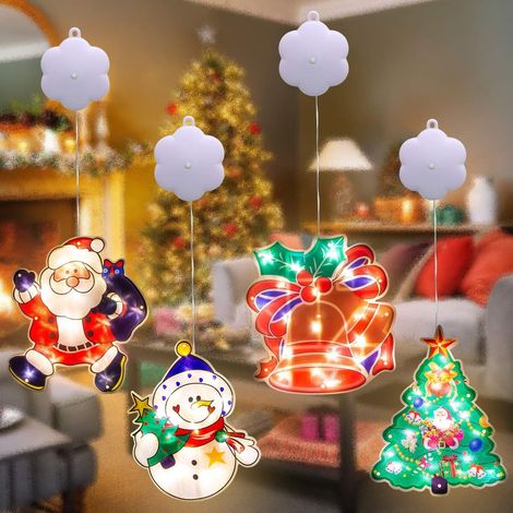 [4er-Pack] 3D-Weihnachts-Saugnapf-Fensterlichter, Weihnachtsfenster