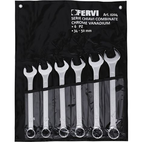 Juego de 6 llaves cromadas con brillo espejo de 34-50 mm Fervi 0204 (1/4)