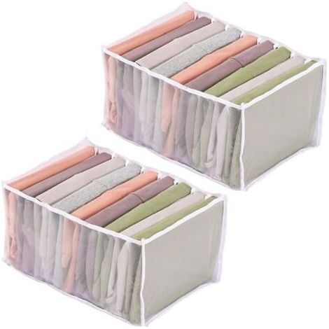 Set mit 2 faltbaren Organizer-Taschen aus Nylonnetz – 9 Fächer für Jeans und T-Shirts – Maße: 32 x 25 x 17 cm – Waschbar und faltbar – Norcks (1/5)