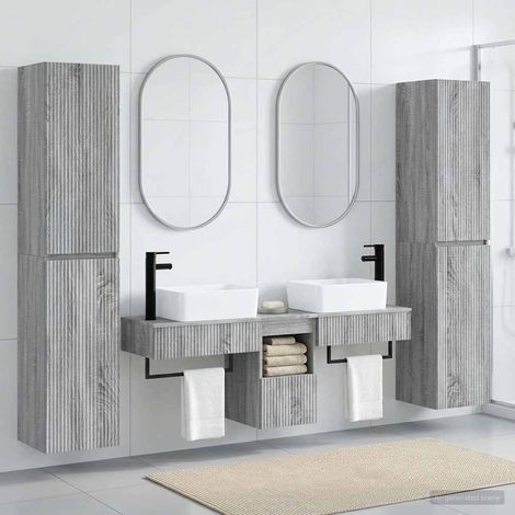 vidaXL Ensemble de mobilier de salle de bain 5 pc Sonoma gris (1/5)