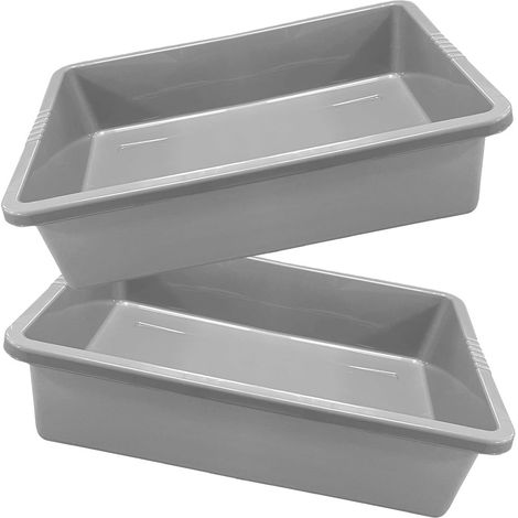 3 x Grey Deep Multipurpose Plastic Rectangular Household Trays