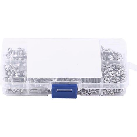 Assortiment de 340 vis et écrous à tête cylindrique creuse M3 en acier inoxydable SS304