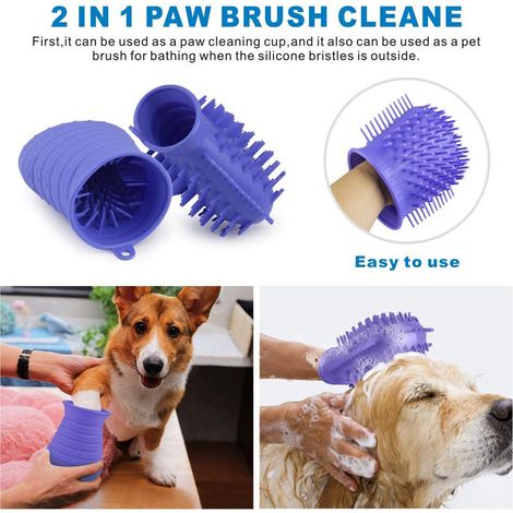 Brosse de massage 2 en 1 en silicone pour nettoyer les pattes de chien et masser les griffes sales des animaux. (1/5)