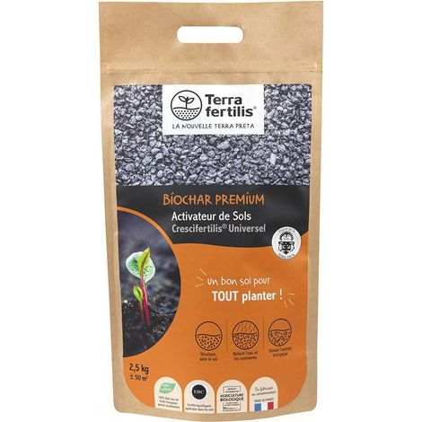 Fertilisant universel Biochar Terra Fertilis – 500 g, 1 kg, 2,5 kgs ou 5 kgs : donnez une nouvelle vie à votre sol Sachet 2.5 kg