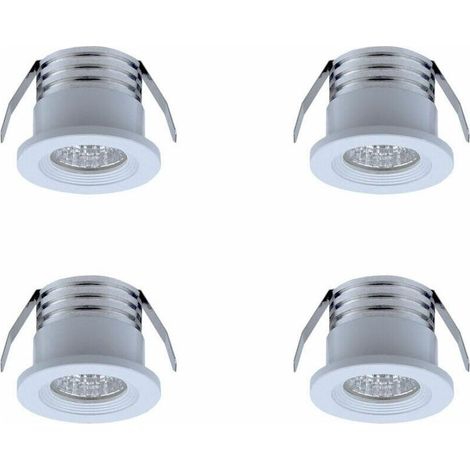 Lot de 4 mini spots LED encastrables 3W – Lumière chaude 3000K – Aluminium et verre – Angle 20-30° – IP22 pour intérieur (1/3)