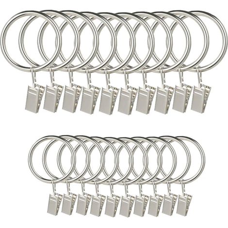 Anneaux De Rideau - Métal Chromé Argenté - Diamètre Intérieur 30 mm Et 38 mm - Pour Tringles À Rideaux Et Voilages - 40 Pièces (1/5)