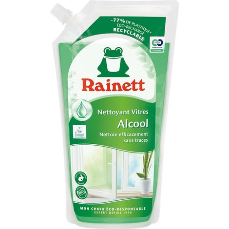 Nettoyant Vitres à l'Alcool - Nettoie & Fait Briller - Action Dégraissante - Résultat Sans Traces - Poche 100% Recyclable - Ecolabel - Eco-Recharge 1 L