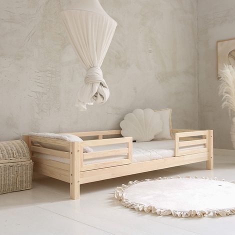 Letto 90x190 con sponde e rete a doghe incluse piedi 10 cm Myléna Bois (1/3)