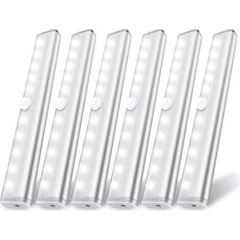 Lampe à détecteur de mouvement avec 10 LED–Fonctionne sur batterie sans fil–Contrôle automatique–Aluminium–190x30x15 mm (1/5)