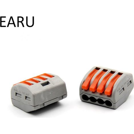 TrAdE Shop Traesio - 4 Connettori Elettrici Conduttori Morsettiere Terminali A 4 Cavi Fili A Leva 32a - (1/4)