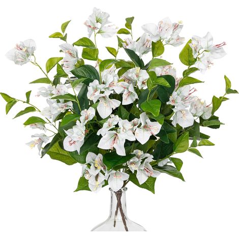 Lot de 2 bouquets de fleurs artificielles de 50,8 cm - Bougainvilliers blancs artificiels - Fleurs de printemps artificielles en soie pour arrangements floraux, mariages, centres de table (1/5)