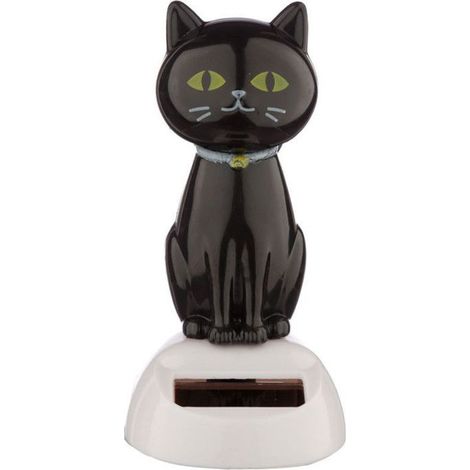 Figurine - Chat noir - Porte bonheur - Décoration - Fonctionne à l'énergie solaire (1/5)