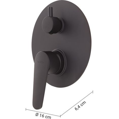 Mezclador empotrado para ducha con desviador Como negro mate 16 x 6,4 x 6,4 cm (1/2)