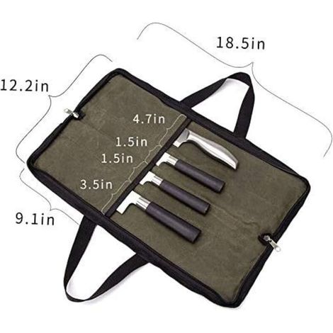 Bolsa para cuchillos de cocina, estuche vacío para cuchillos, soporte para cuchillos, bolsa para cuchillos para el trabajo, camping, senderismo, picnic (bolsa sin cuchillos) Verde (1/3)
