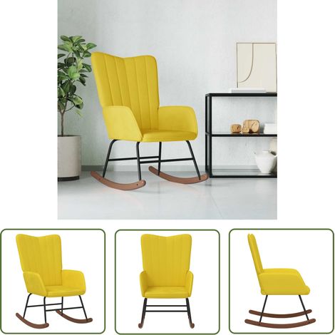 The Living Store Chaise à bascule Jaune moutarde Velours - Chaises À Bascule - Fauteuil À Bascule - Chaise Relaxante - Mobilier Extérieur - Décoration Intérieure (1/5)
