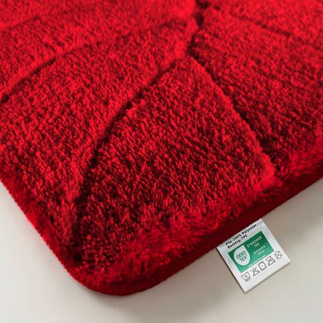 Tapis de bain Maris Tapis de bain moelleux avec structure en feuilles Rouge 50 x 80 cm