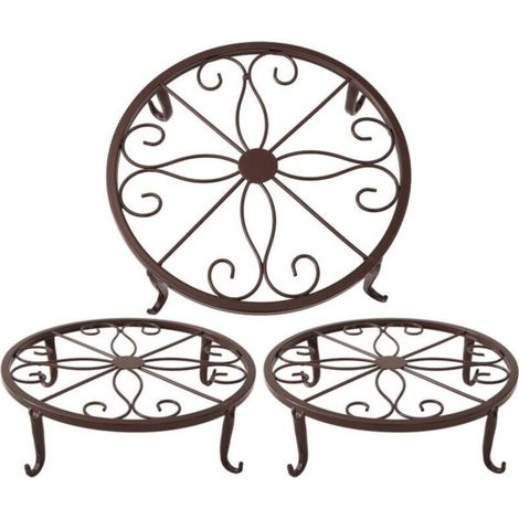 Bronze flower pot stand 23 x 23 x 11.5 cm, stand for indoor and outdoor succulent plants, 3 pieces (1/5)