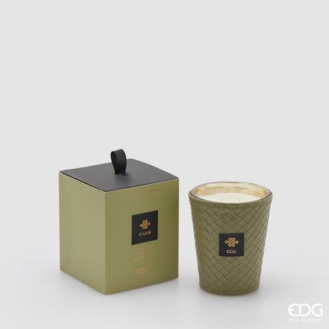 EDG Enzo De Gasperi Candela Cuir con Profumo H 12 Cm 360 Gr Olive Flower Scatola Regalo (1/2)