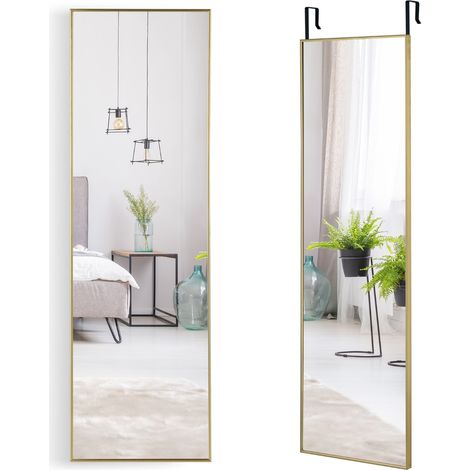 Specchio sopra la porta con cornice in alluminio vetro antigraffio, Specchio da appendere o da parete Oro (1/3)