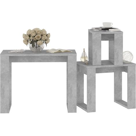 Tables gigognes 3 pcs Gris béton 3 (1/5)