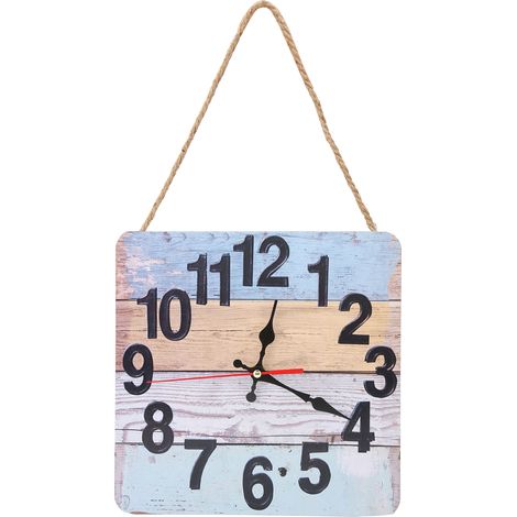 Horloge murale carrée silencieuse style industriel rétro pour décoration maison et commerce (1/5)