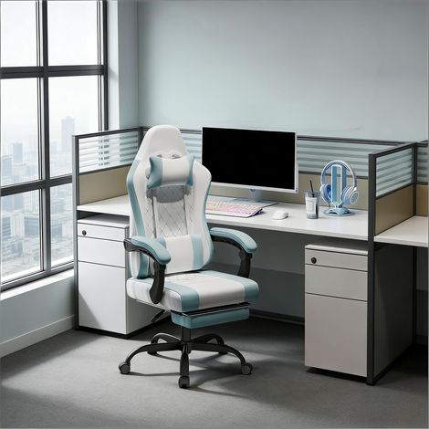 Fauteuil de bureau ergonomique pivotant, chaise gamer relaxante avec fonction massage (uniquement pour bureau), dossier inclinable, assise confortable, usage professionnel. (1/5)