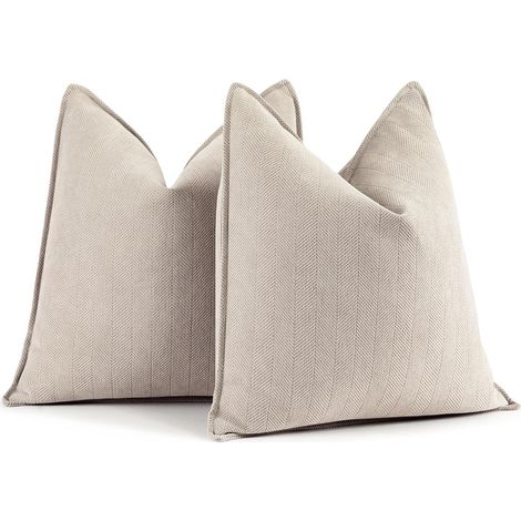 Lot de 2 Housses de Coussin 40x40 Beige en Chenille pour Canapé, Lit et Décoration de la Maison (1/5)