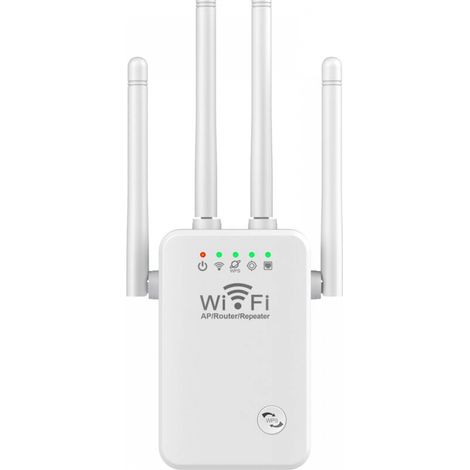 Repeteur WiFi sans fil 4 antennes 2.4G WiFi 300M Extender Amplificateur de signal longue portee Blanc (1/5)