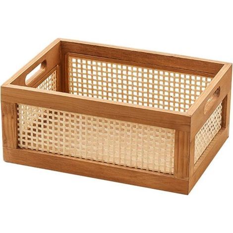 Aufbewahrungskorb aus Holz mit Griffen, tragbarer Wäschekorb zur Aufbewahrung von Bettwäsche (braun) (1/5)