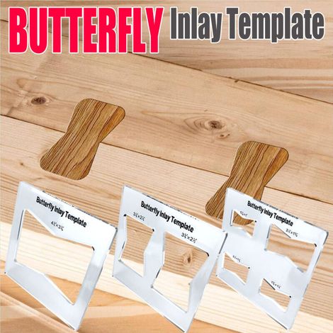 Plantilla de marquetería "Mariposa" para fresadora – Para incrustaciones decorativas de madera (Modelo 2, ZBT-123, Acrílico)