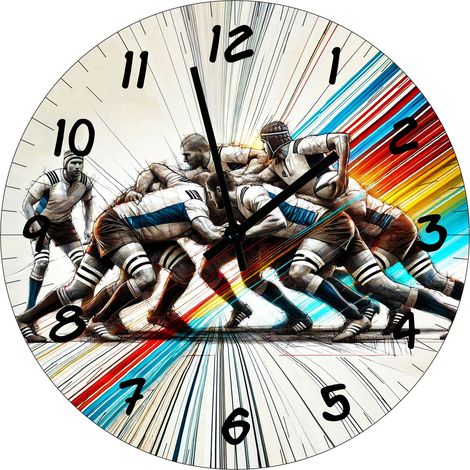 Horloge en verre mêlée de rugby 29 cm (1/2)