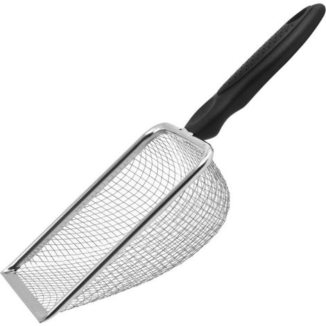 Pelle à litière en métal pour chat – maille de 2 mm – manche ergonomique – acier inoxydable – Noir (1/5)