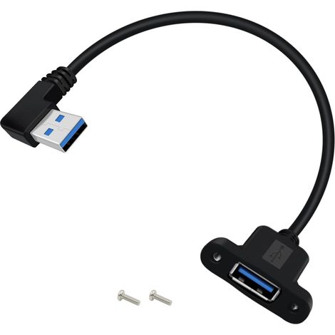 Rallonge USB A Panneau 90 Degrés Rallonge USB Encastrable Transmission Données 5 Gbps et Alimentation électrique, pour Ordinateurs Portables, Tableaux Bord Voitures et Bateaux (Droite, 0.3 m) (1/5)
