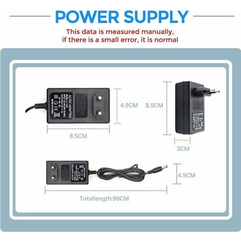 VURAHOME – 12V 3A Netzteil, 36W Transformator für LED-Lichtleisten, EU-Stecker für 3528/5050 SMD COB LED-Lichtleisten, AC100–240V Netzteil (1/5)