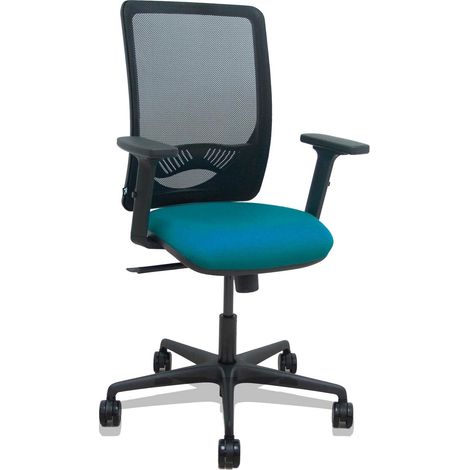 Sedia Zulema synchro nero mesh nero sedile verde petrolio bali sedile 2D braccioli rotelle 65 mm