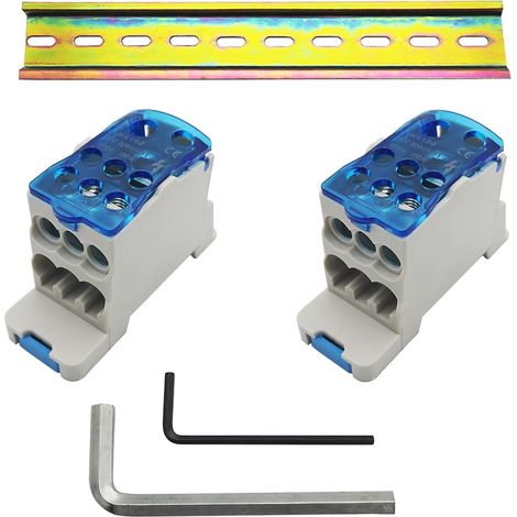 CTRICALVER Lot de 2 bornes DIN 160 A - Boîte de raccordement unipolaire - 1 rail DIN C45 - Avec clé hexagonale. (1/5)