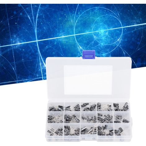 Konvolut von 215 Elektrolytkondensatoren in 15 verschiedenen Ausführungen, verpackt in Schachteln, Kapazität von 0,1 µF bis 330 µF. (1/5)