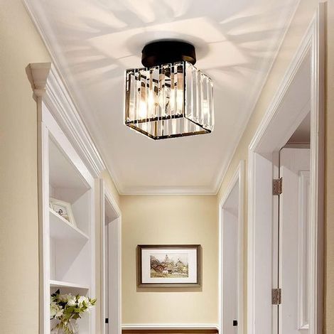 Moderne Kristall-Deckenleuchte – Schwarzer quadratischer LED-Kronleuchter – E27-Pendelleuchte für Flur, Küche, Schlafzimmer, Wohnzimmer, Eingangsbereich (1/5)