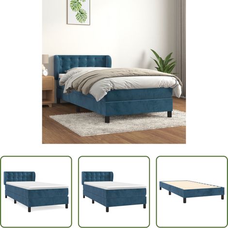 Samtbett - Boxspringbett mit Matratze Dunkelblau 90x200 cm Samt (1/5)