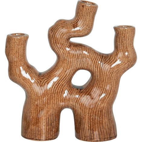 Flower Vase BARBUS Stoneware 31 cm Brown
