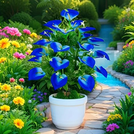 18 Horseshoe Lotus Bundle - Fleurs Artificielles Pour Mariage, Fête, Maison Et Décoration Extérieure, Bleu (1/5)