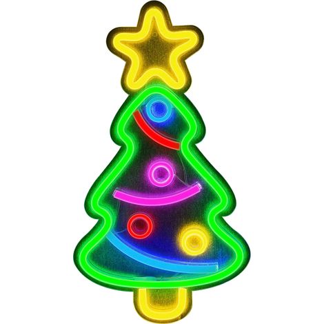 Arbre De Noel Lumineux Led - Lampe De Nuit Neon USB - Decoration Fete Noel Mariage Evenement - 1 Piece (1/5)