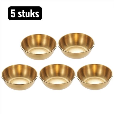 5 pièces Ramequins ronds en acier inoxydable dorés, petits bols à sauce pour trempettes et épices, adaptés fondue, barbecue et table (1/5)