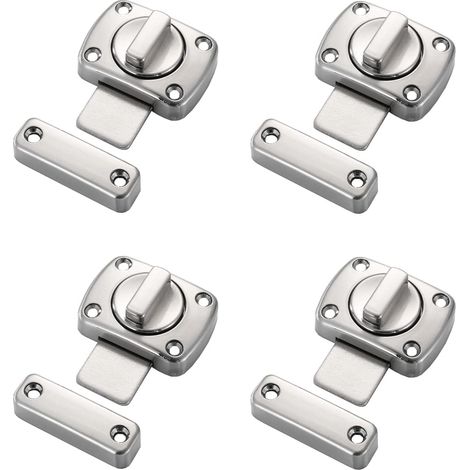 Verrou Loquet pour Porte 55x40mm et Fenêtre Moraillon en Alliage de Zinc Coulissante Serrure pour Porte et Fenêtre Placard Argent 4 Pièces (1/5)
