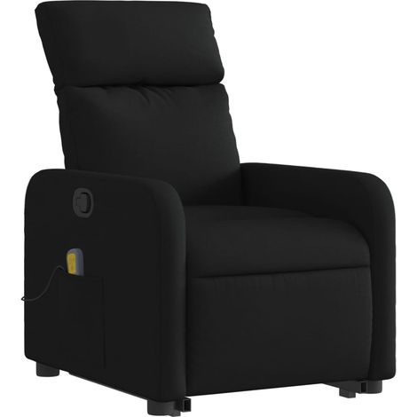 Poltrona relax TV funzione massaggio reclinabile sollevamento elettrico in tessuto nero DEC027060